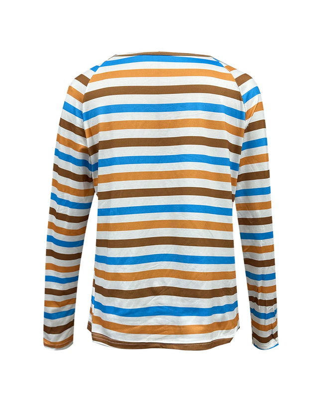 Full Size Striped Long Sleeve Casual Top Plus Size