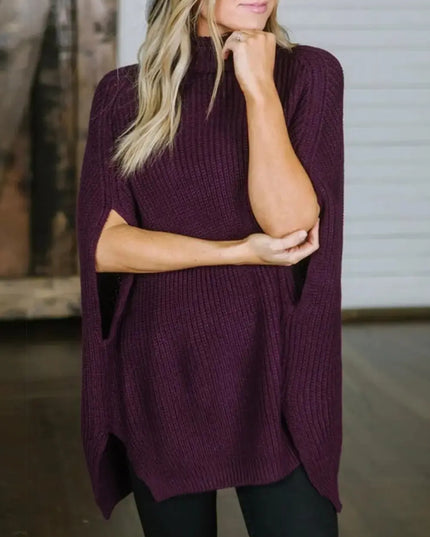 Turtleneck Slit Sweater