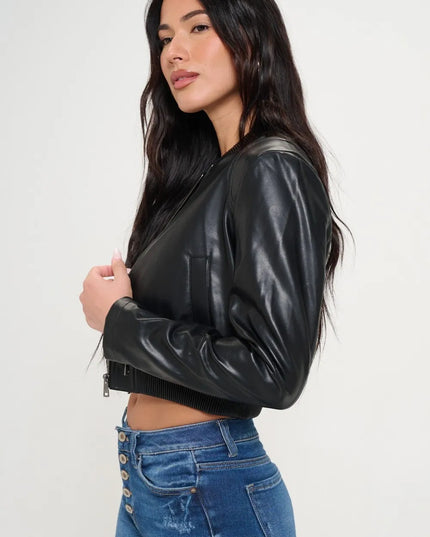 Coalition LA Zip Up Cropped Bomber Jacket