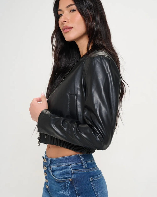 Coalition LA Zip Up Cropped Bomber Jacket