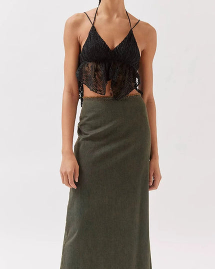 Lace Cropped Cami with Flowy Hem