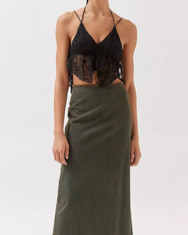 Lace Cropped Cami with Flowy Hem