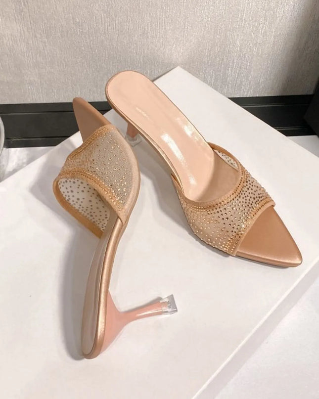 Rhinestone Embellished Open Toe Sandals 