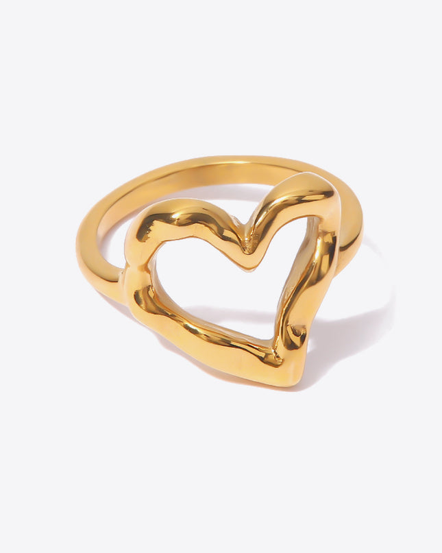 18K Gold Plated Heart-Shaped Ring 