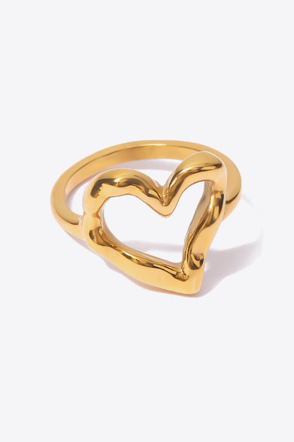 18K Gold Plated Heart-Shaped Ring 