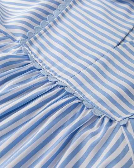 Striped Notched 3/4 Sleeve Blouse