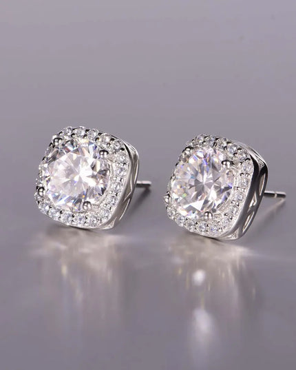 2.4 Carat Moissanite Stud Earrings Silver One Size