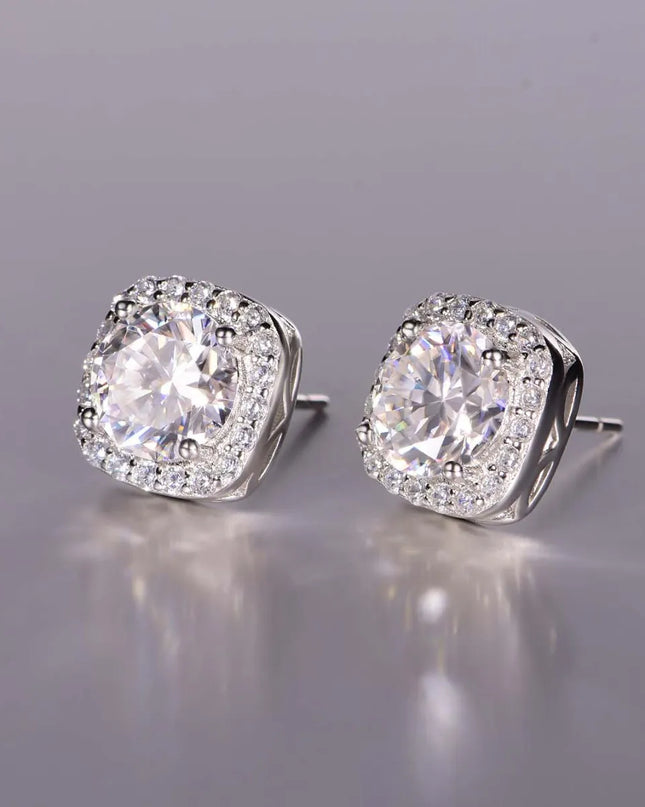 2.4 Carat Moissanite Stud Earrings Silver One Size