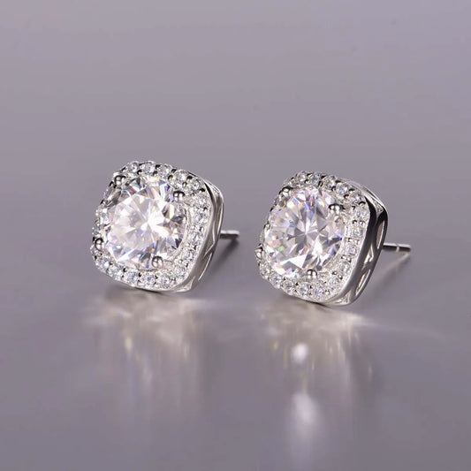 2.4 Carat Moissanite Stud Earrings Silver One Size