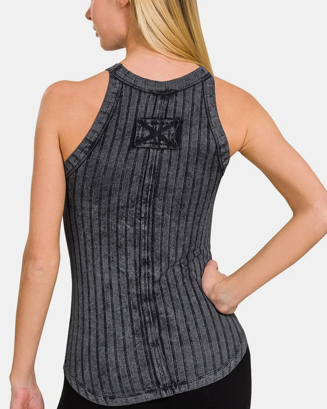 Zenana Ribbed Grecian Neck Tank