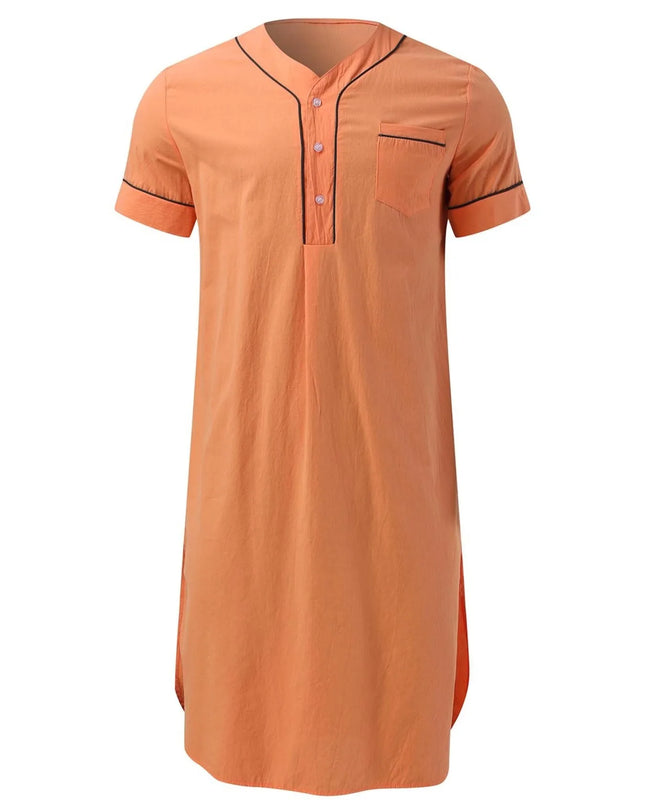 Men's Full Size Button Detail Short Sleeve Lounge Dress Plus Size