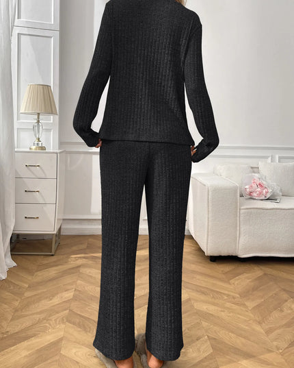 Ribbed Long Sleeve Top and Pants Lounge Set