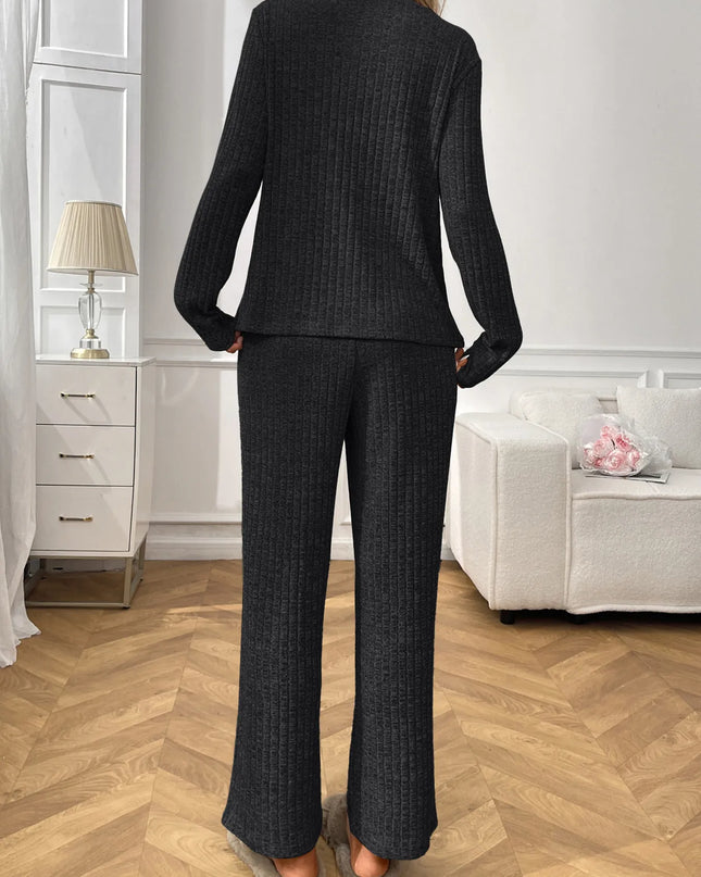 Ribbed Long Sleeve Top and Pants Lounge Set