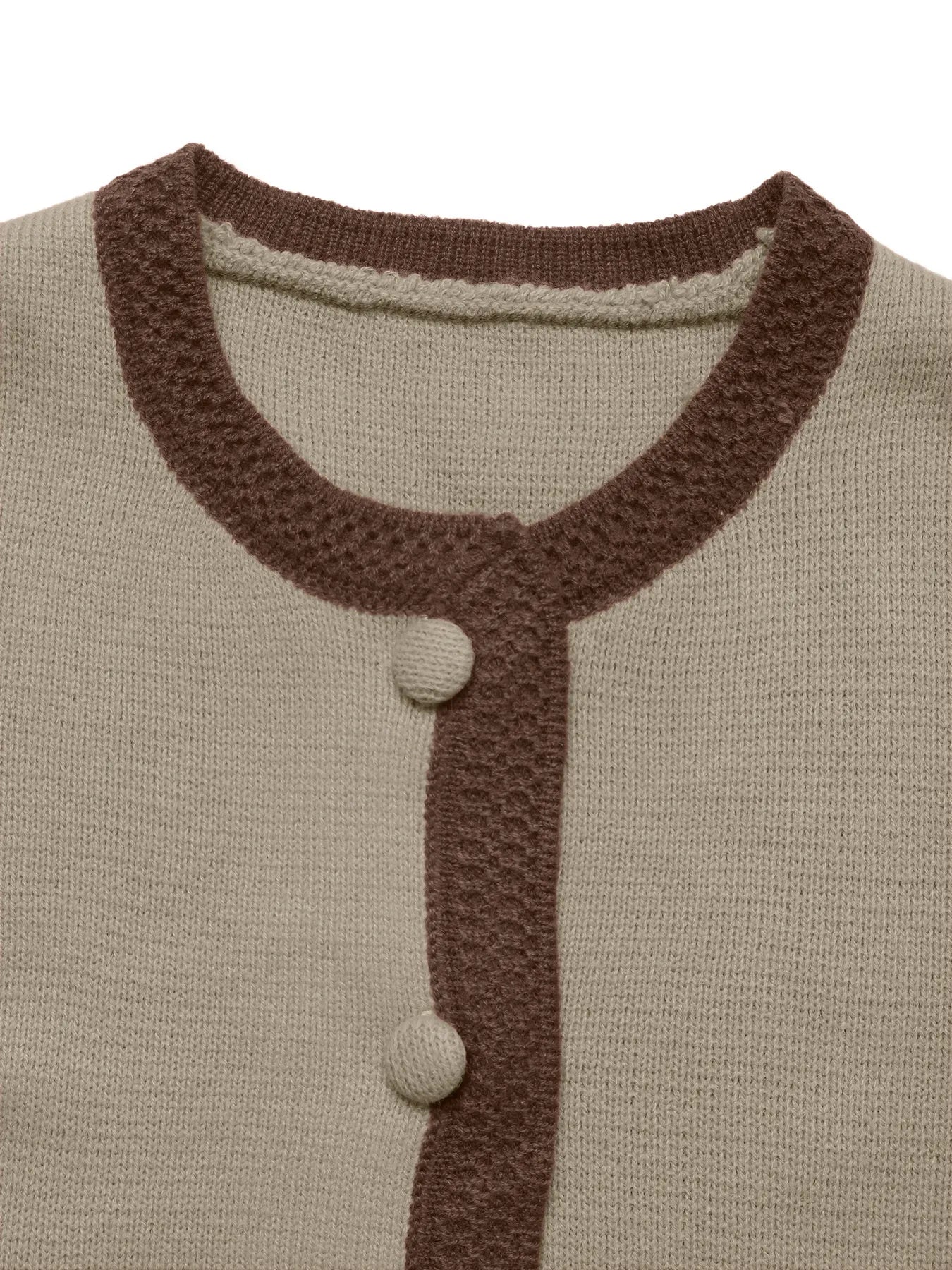 Button-Front Cardigan with Contrast Trim
