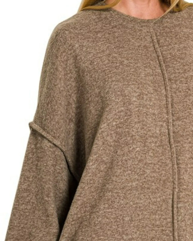 Zenana Brushed Melange Hacci Oversized Sweater