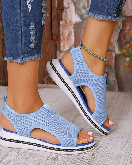 Mesh Open Toe Platform Sandals