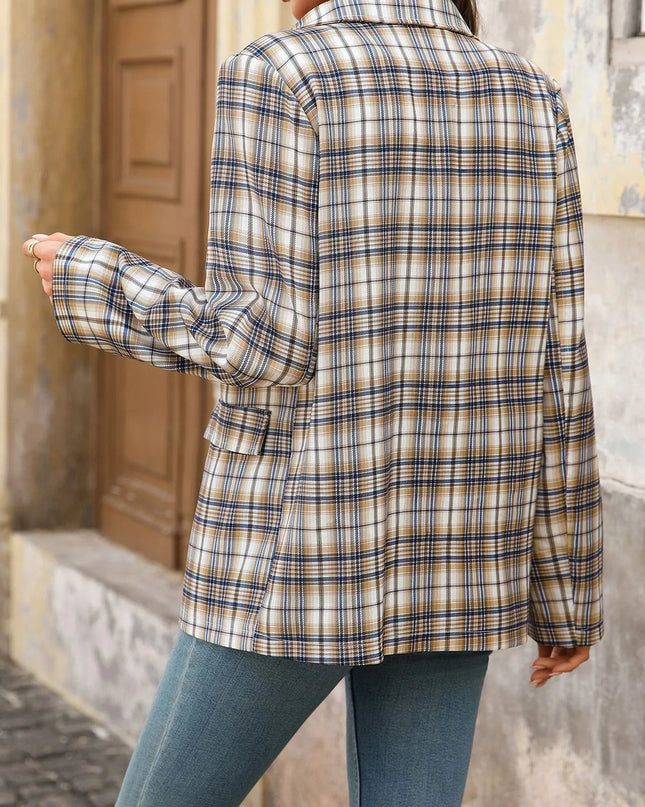 Number 87 Plaid Long Sleeve Blazer