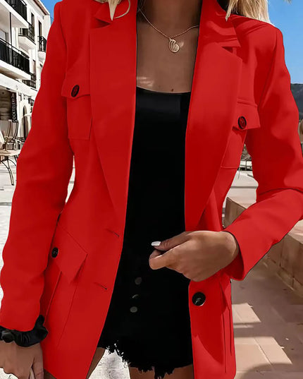 Lapel Collar Long Sleeve Blazer