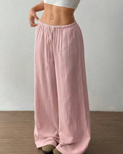 Wide Leg Drawstring Casual Pants