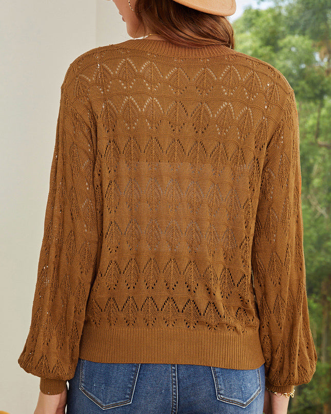 Openwork V-Neck Cardigan