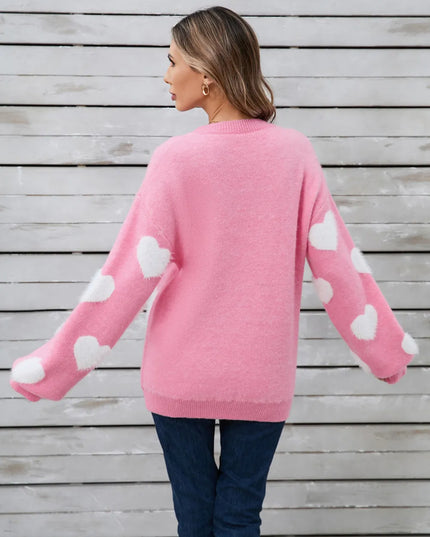 Angel Wings Heart Dropped Shoulder Long Sleeve Sweater