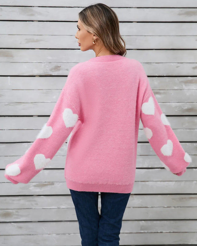 Angel Wings Heart Dropped Shoulder Long Sleeve Sweater