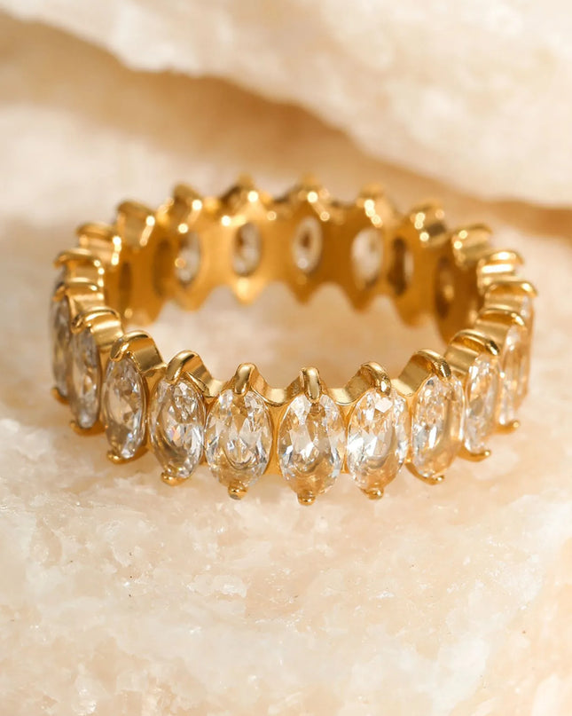 18K Gold-Plated Stainless Steel Zircon Ring