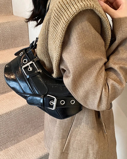 PU Leather Buckle Shoulder Bag 