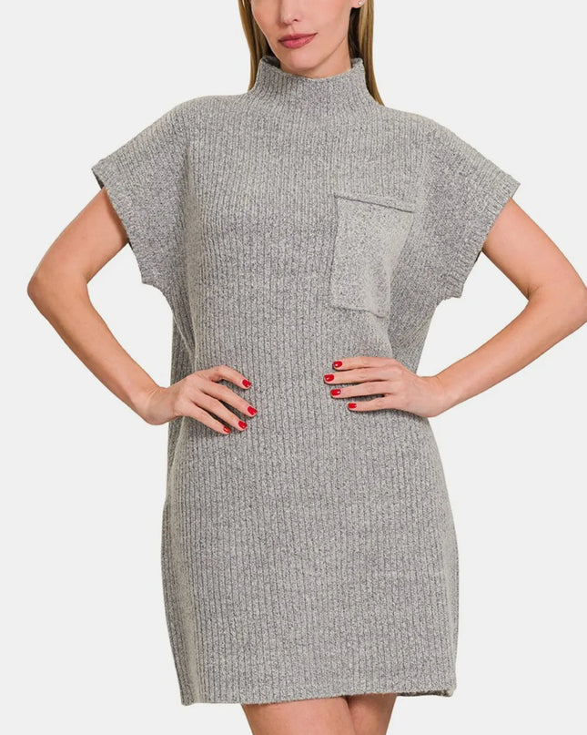 Zenana Short Sleeve Sweater Mini Dress