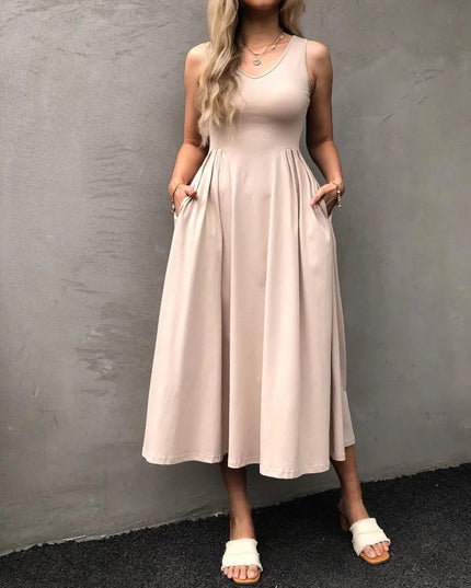 V-Neck Midi Tank Dress White