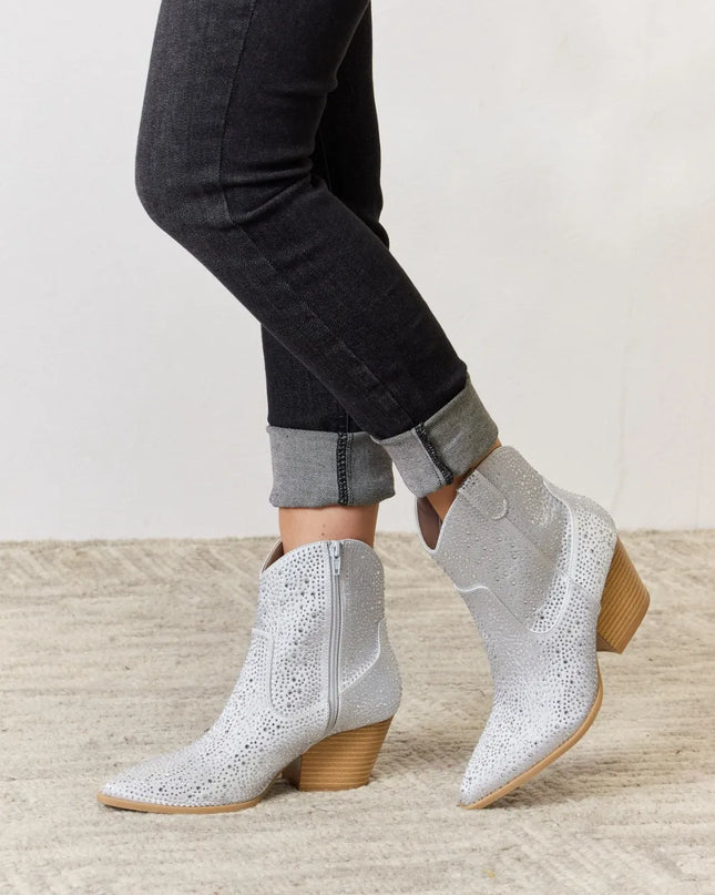 East Lion Corp Rhinestone Ankle Cowboy Boots