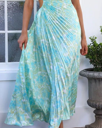 Full Size Single Shoulder Pleated Midi Dress Plus Size 