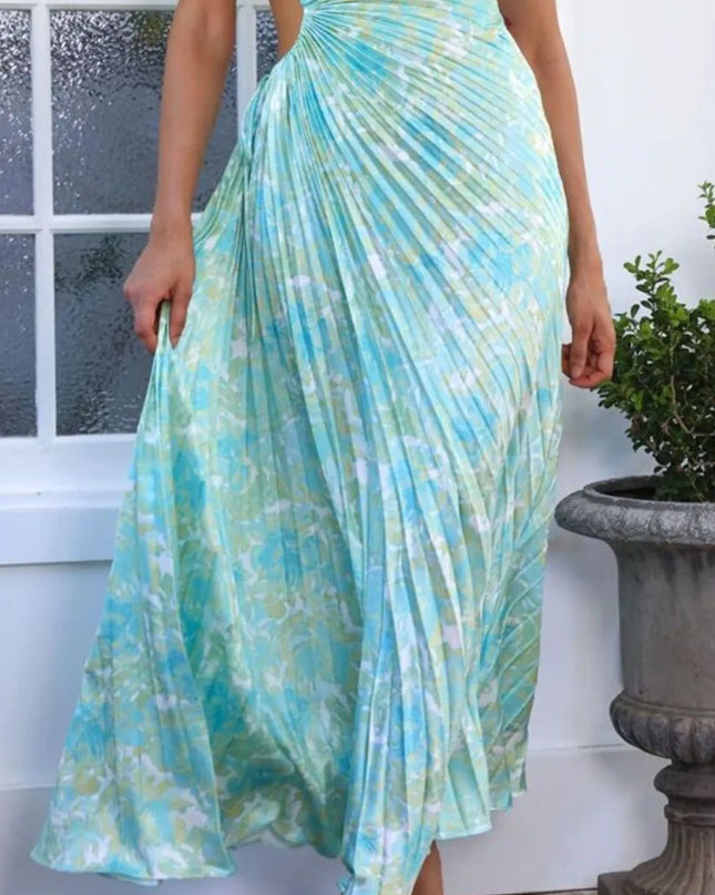 Full Size Single Shoulder Pleated Midi Dress Plus Size 