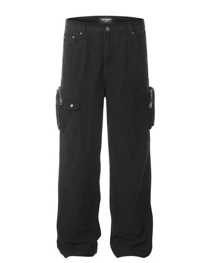Men's Cargo Jeans with Multi-Pocket Black