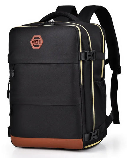 Color Block Multi-Pockets Backpack Bag Black One Size