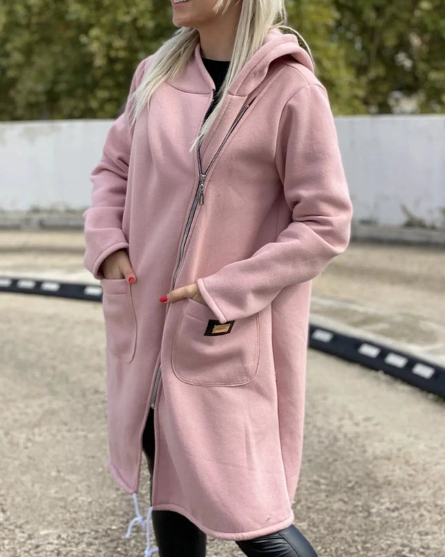 Full Size Asymmetrical Zip-Up Hooded Fleece Outerwear Plus Size