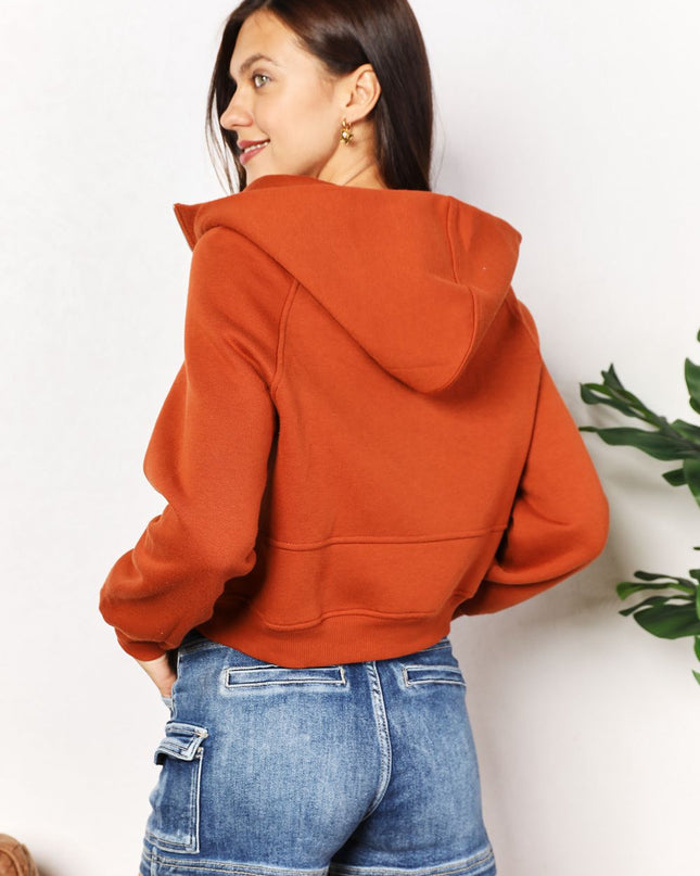 Double Take Half-Zip Long Sleeve Hoodie