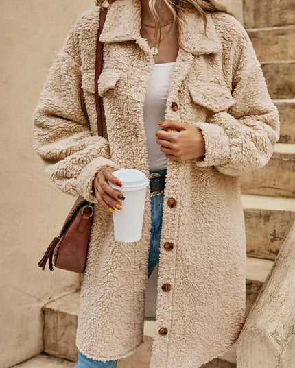 Collared Button Down Coat Tan