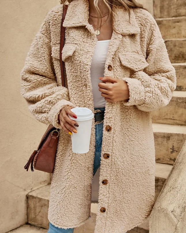 Collared Button Down Coat Tan