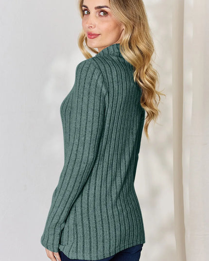 Basic Bae Full Size Ribbed Mock Neck Long Sleeve T-Shirt