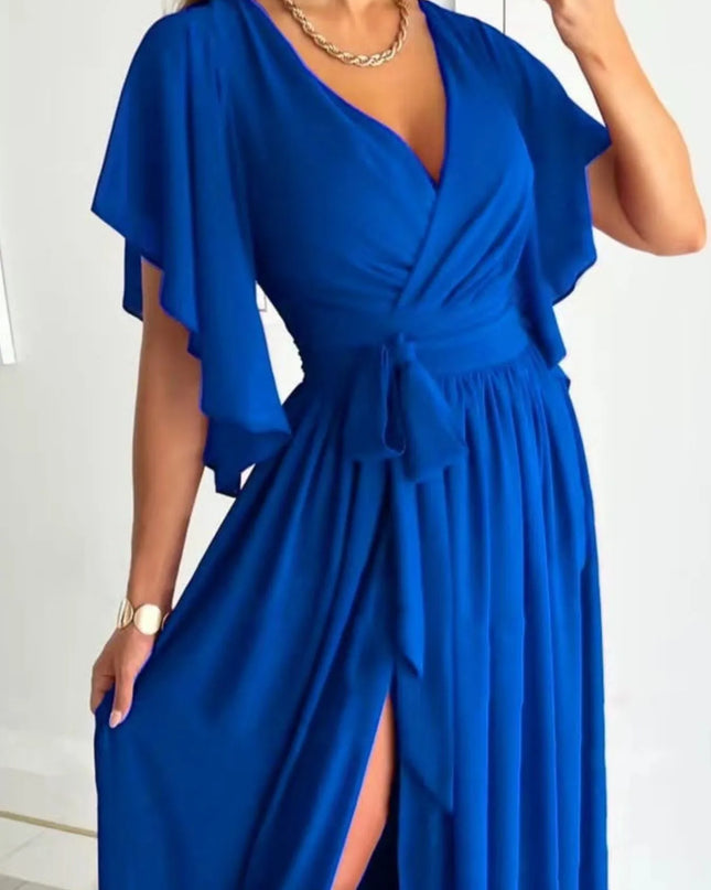 Flutter Sleeve Surplice Tie Waist Dress