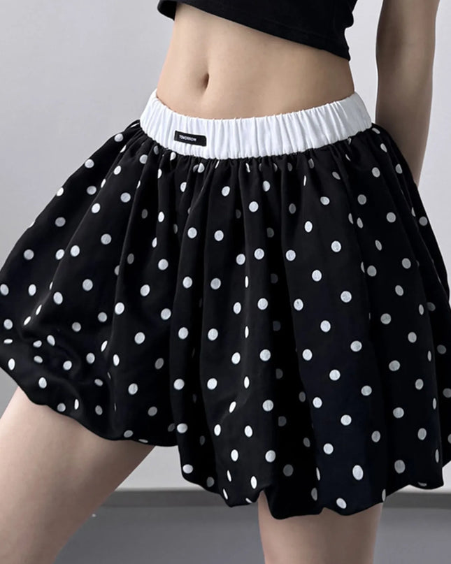 Polka Dot Bubble Shorts with Elastic Waistband