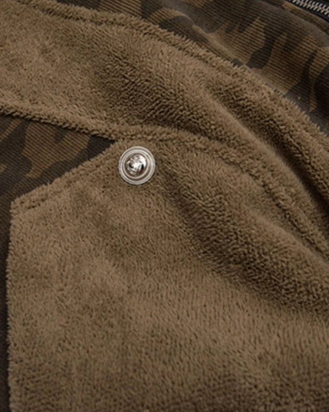 Men's Camouflage Faux Fur Hood Jacket