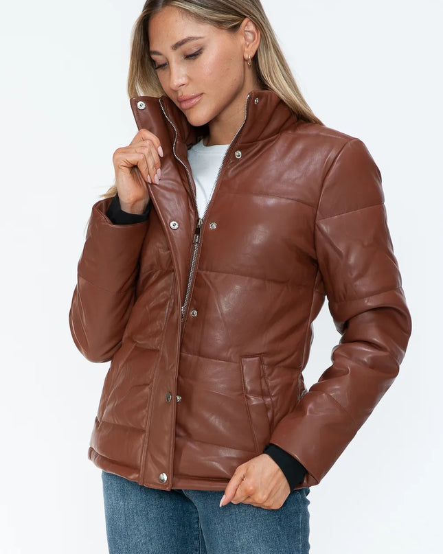 YMI Pocketed Zip Up Turtleneck Puffer Jacket