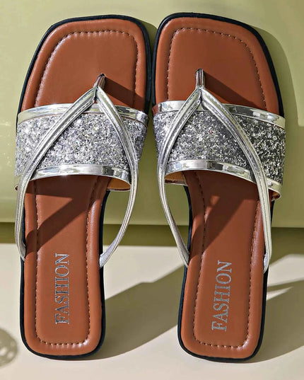 Glitter Cross-Strap Sandals