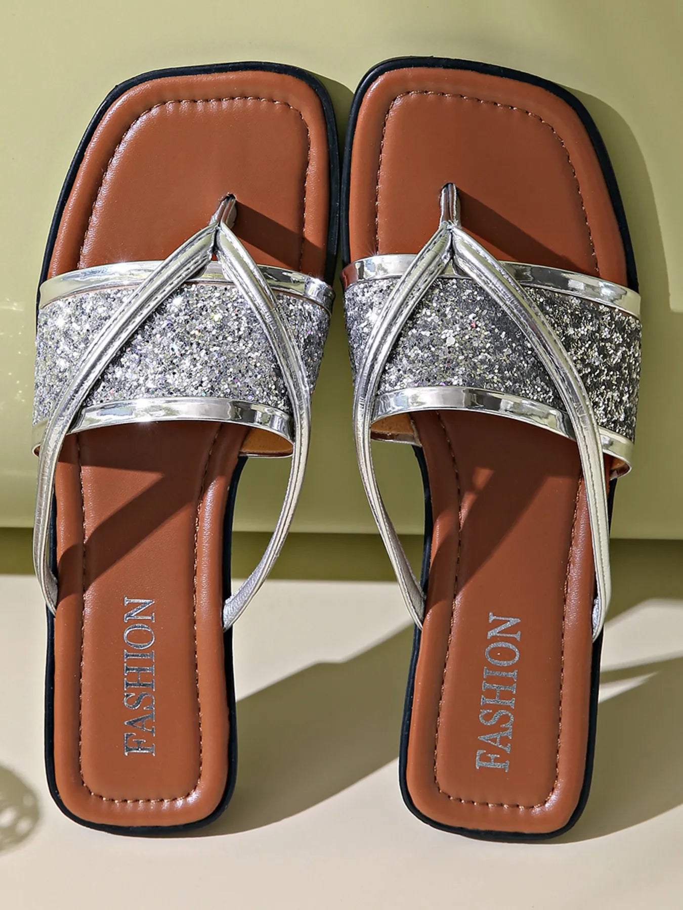 Glitter Cross-Strap Sandals