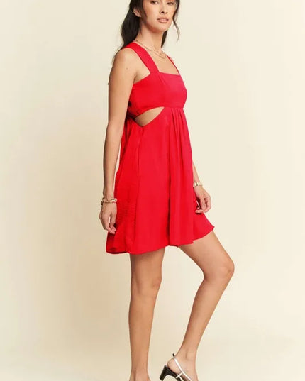 Davi & Dani Washed Satin Cutout Skirt Bandeau Mini Dress 