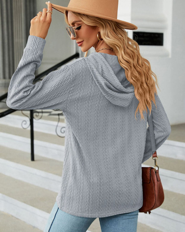 Cable-Knit Long Sleeve Hoodie