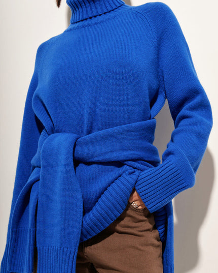 Turtle Neck Raglan Sleeve Sweater Royal Blue