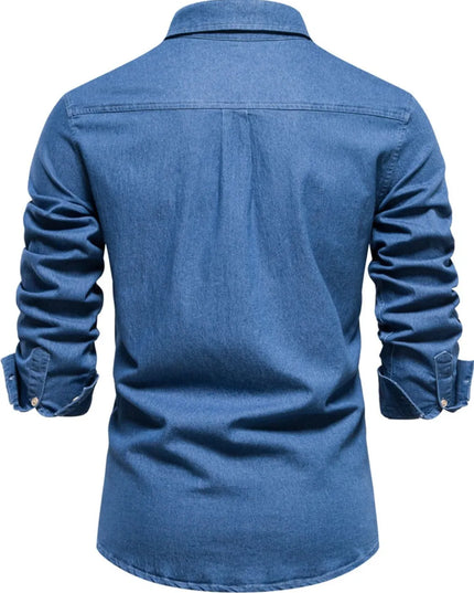 Men's Button-Down Denim Shirt with Chest Pocket